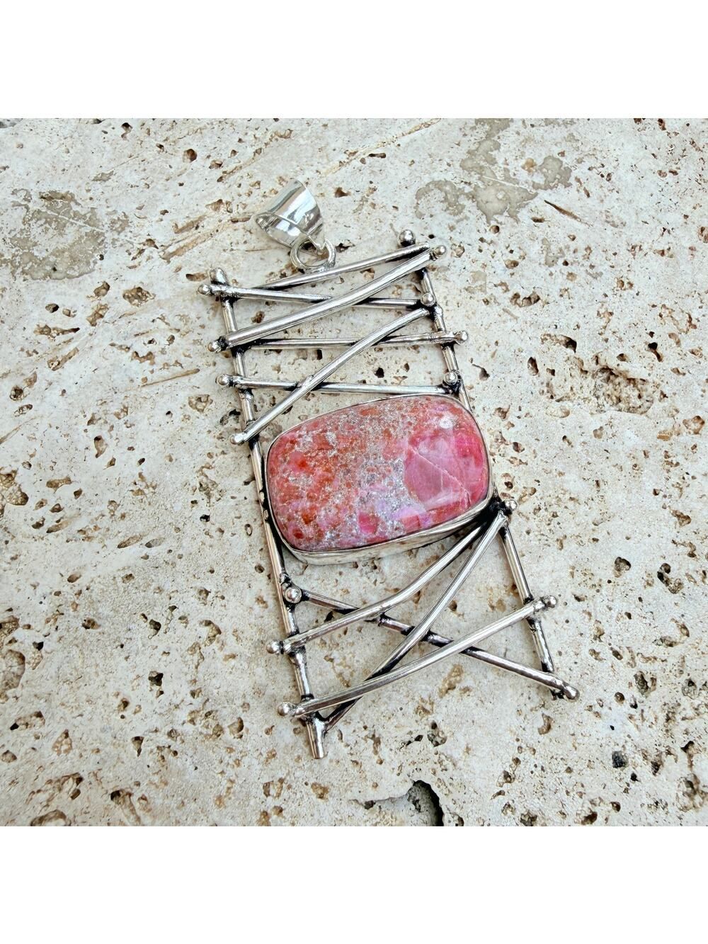 Cobalt Calcite 925 Silver Plated Artisan Pendant